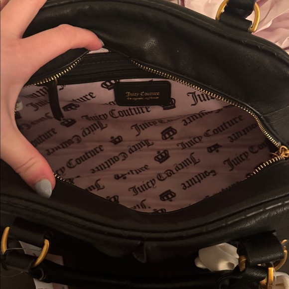 Juicy Couture Black Romance Satchel with Cream Bow - Picture 11 of 13